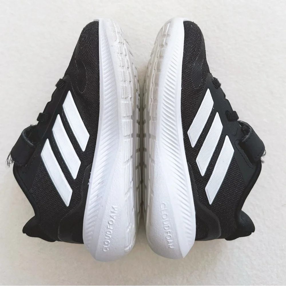 Adidas Runfalcon 5 Kids Black White Cloudfoam Sneakers Easy On Shoes Trainer 7 - Picture 5 of 16